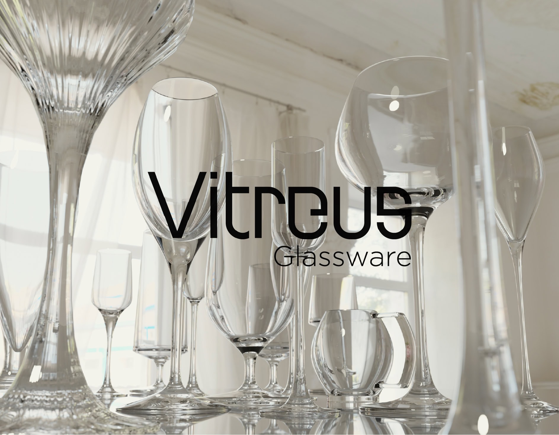 Vitreus Glassware - the logo over the glasses