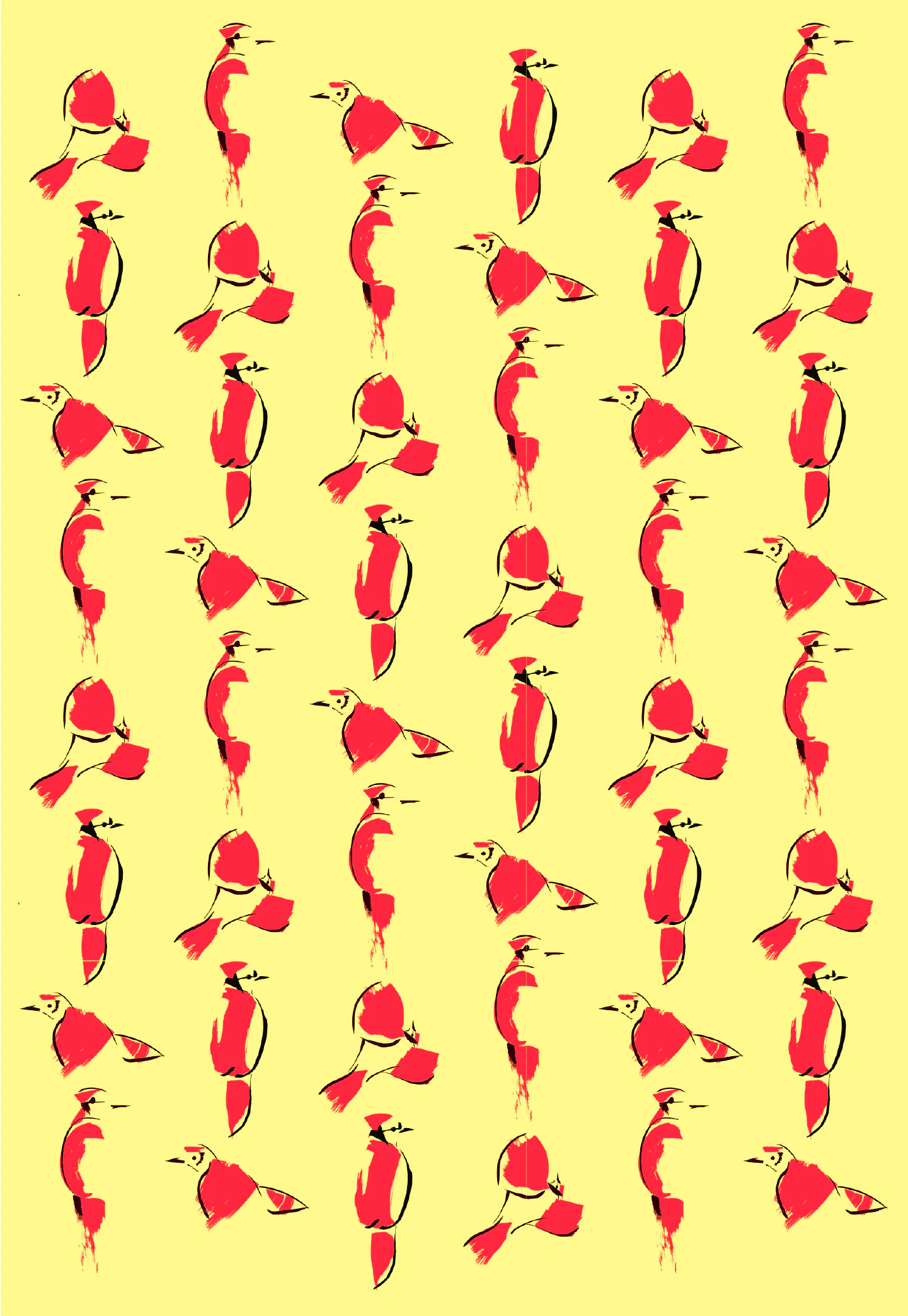 Blue Jay Bird – a repeat pattern of red jays