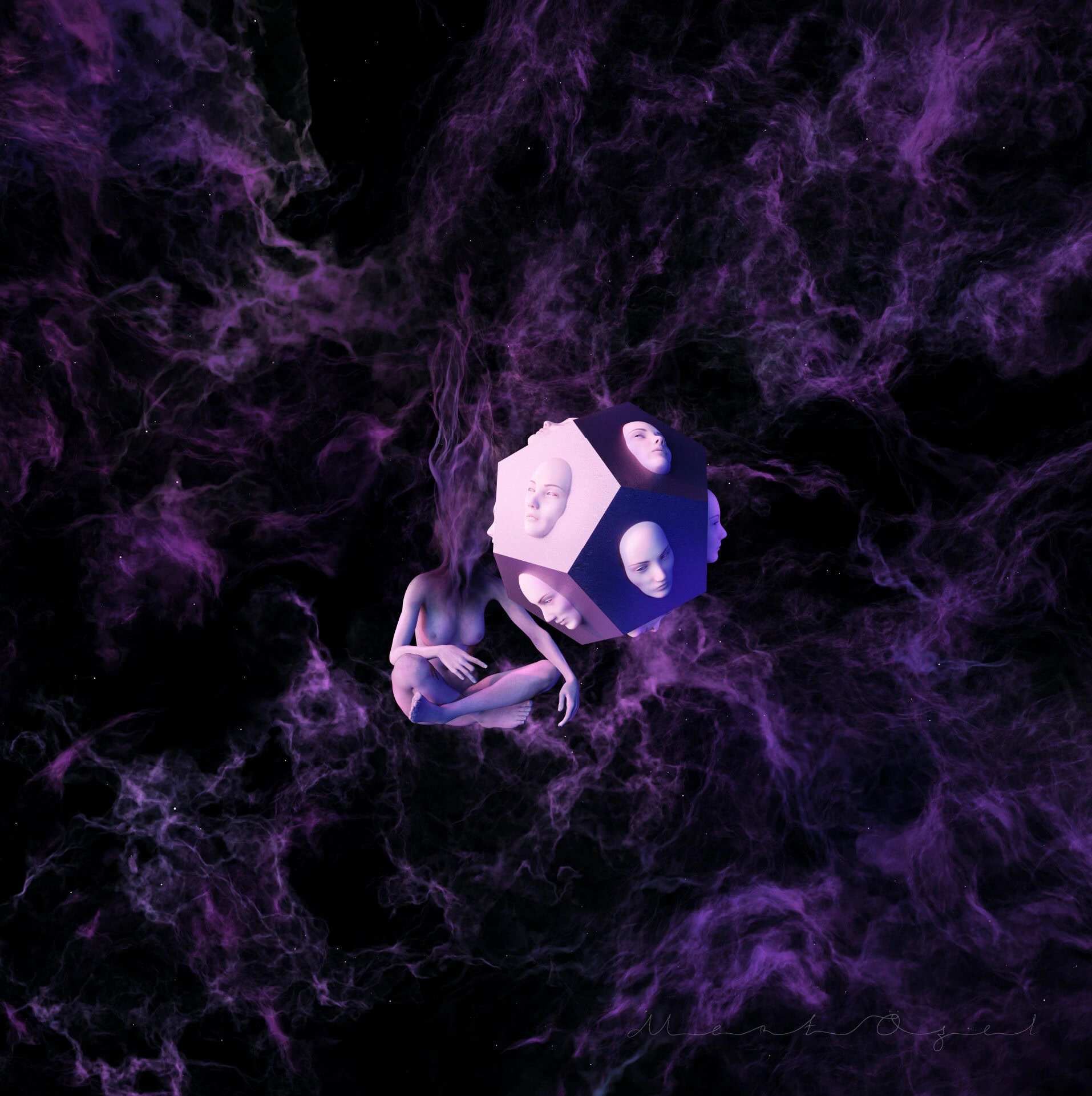 Dodecahedron – the figure adrift in violet smoke