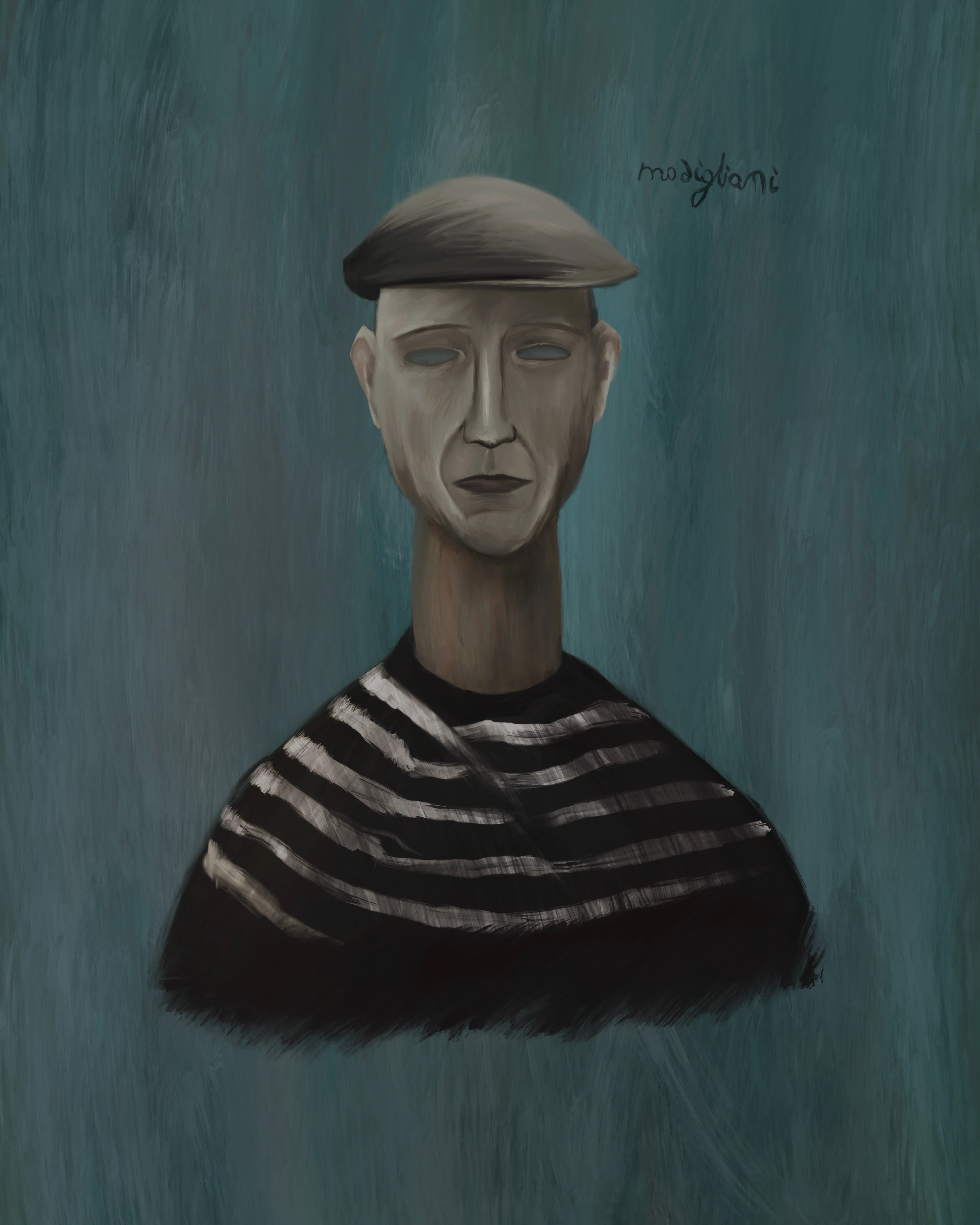 Illustrations – a man in a cap and a striped jumper