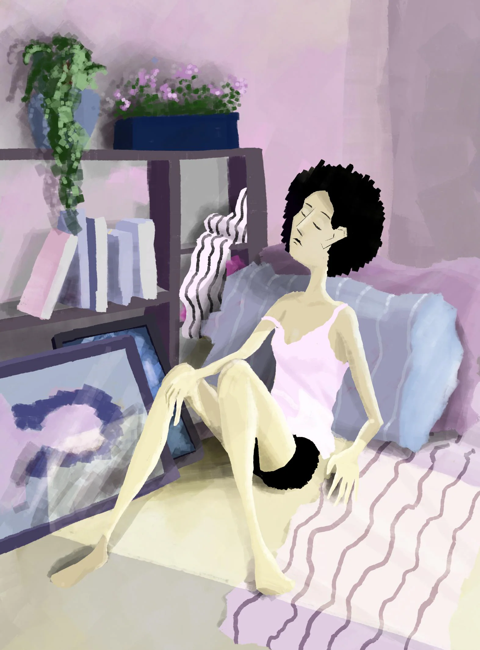 Illustrations – a woman lounging on a sofa