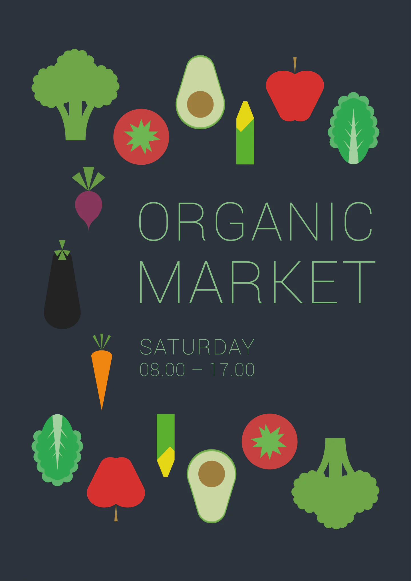 Poster Designs – ‘Organic Market’ with vegetables