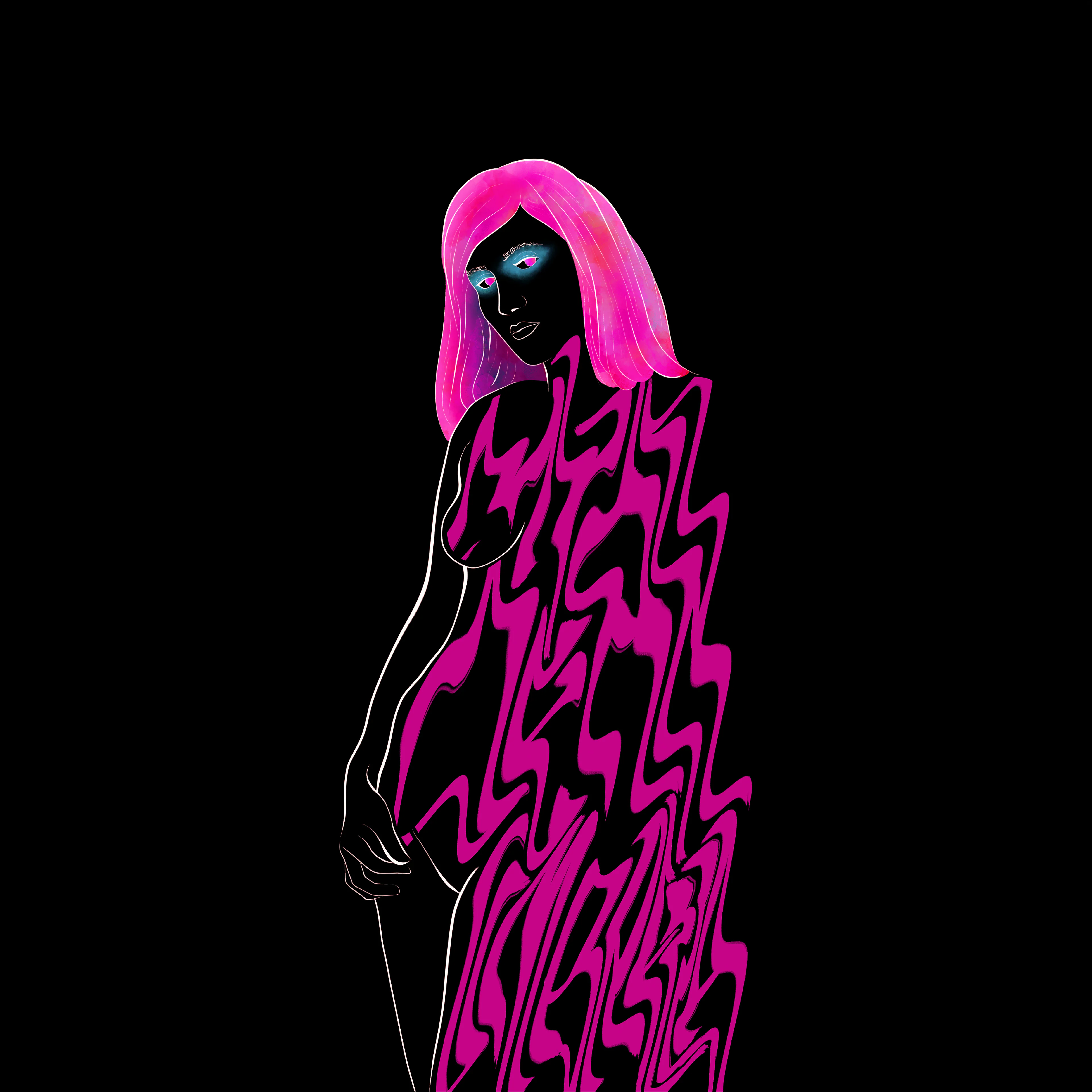 Separation – a figure wrapped in pink lettering