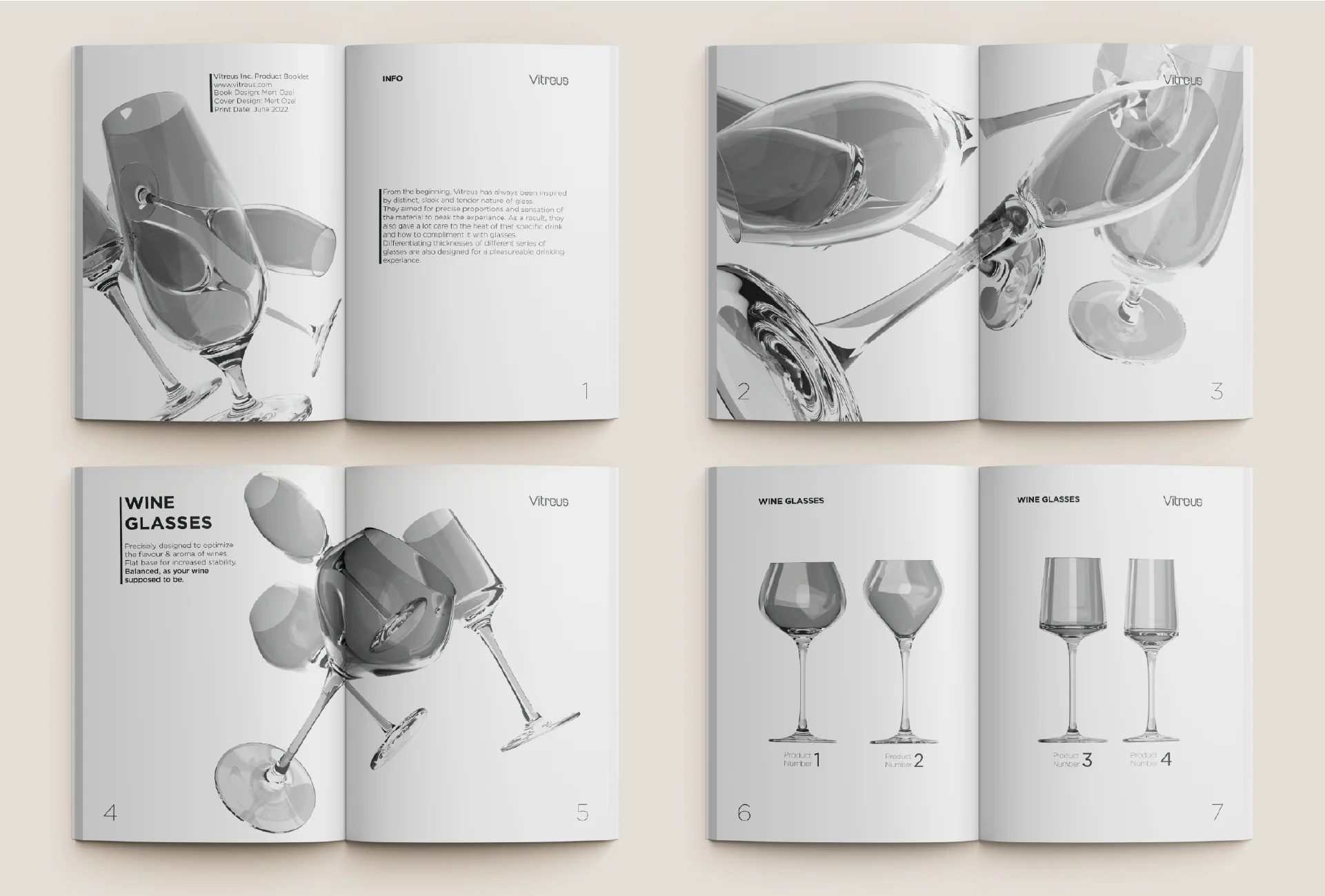 Vitreus Glassware – booklet spreads: wine glasses