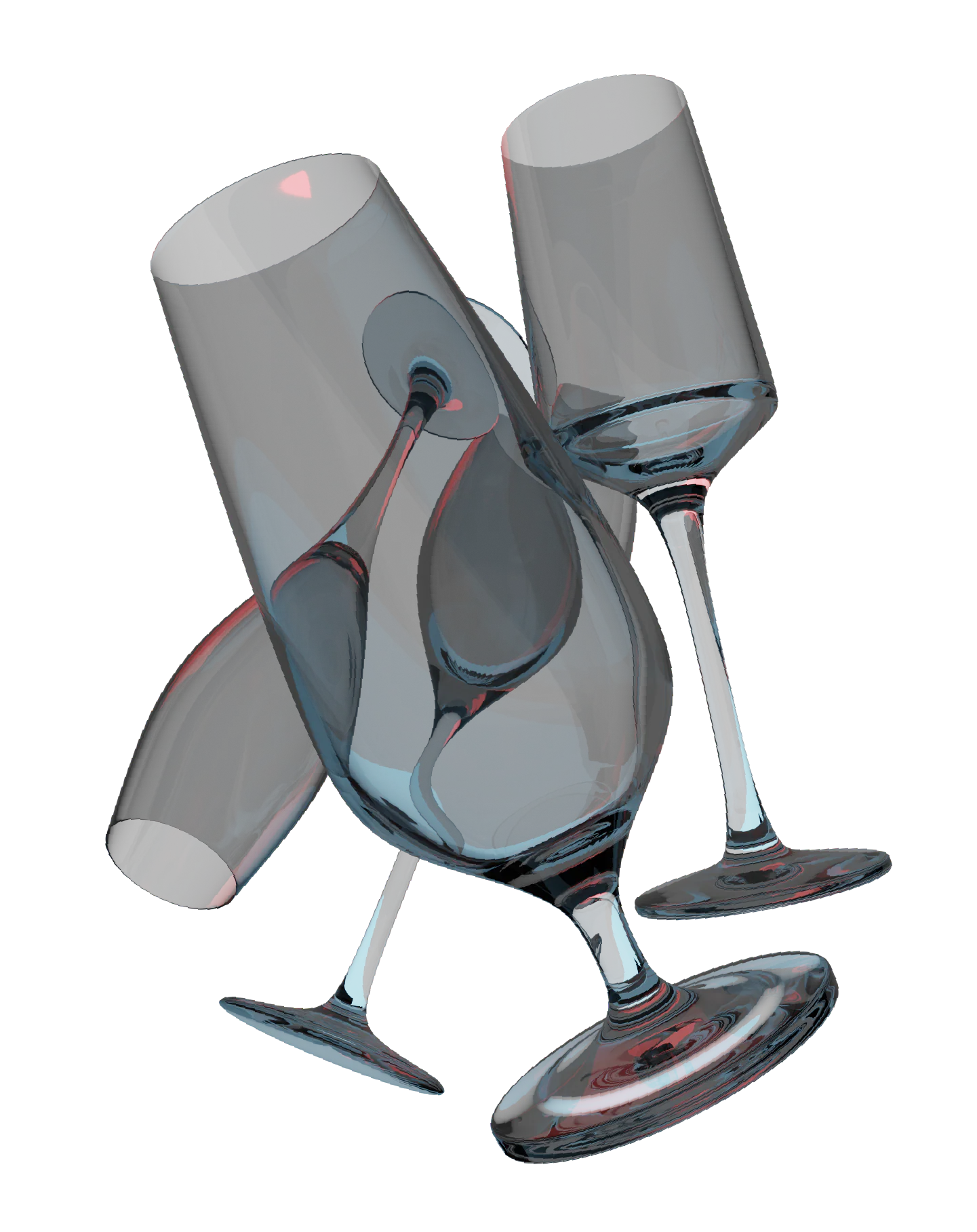 Vitreus Glassware – beer and wine glasses interlocked, in blue-grey