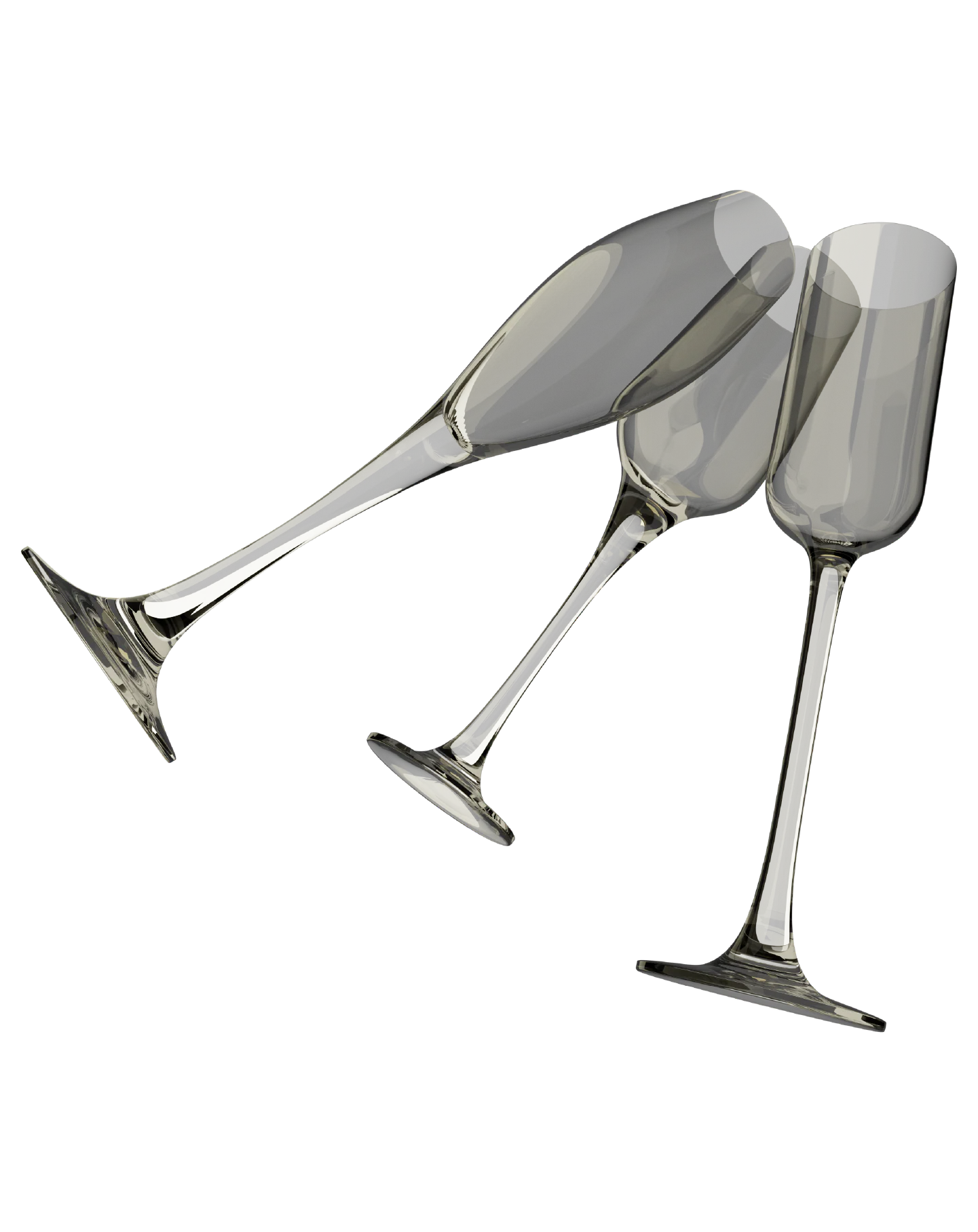 Vitreus Glassware – three champagne flutes crossing