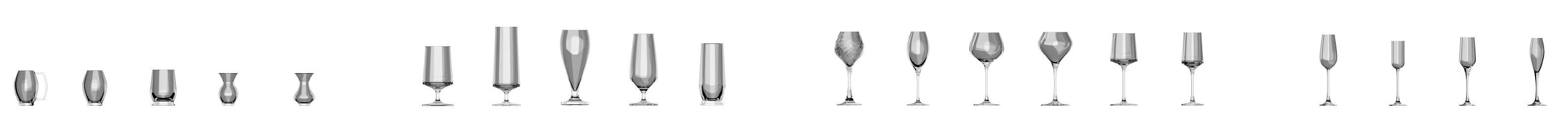 Vitreus Glassware – the collection, every glass in a row