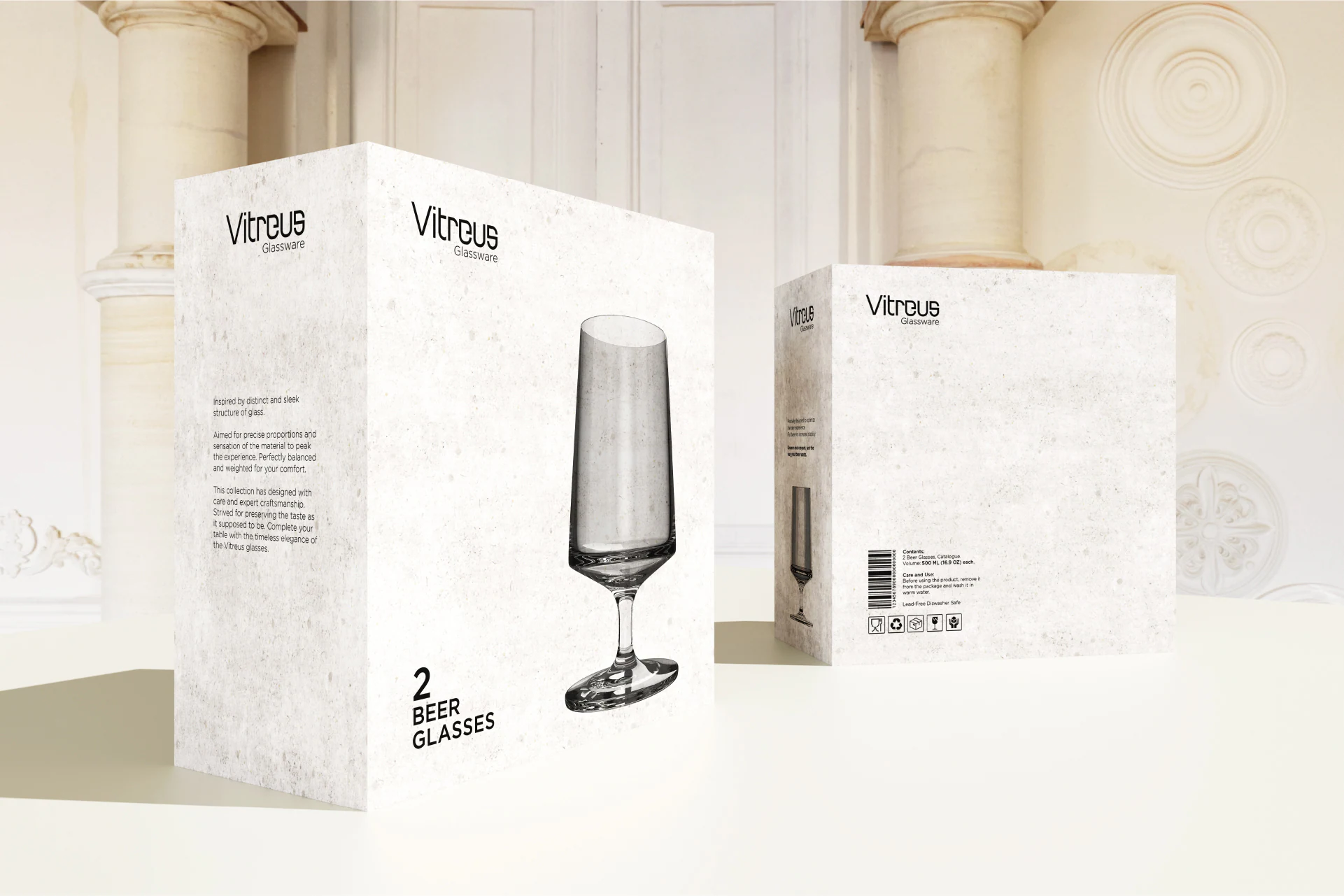 Vitreus Glassware – box for two beer glasses, a short-stemmed pilsner