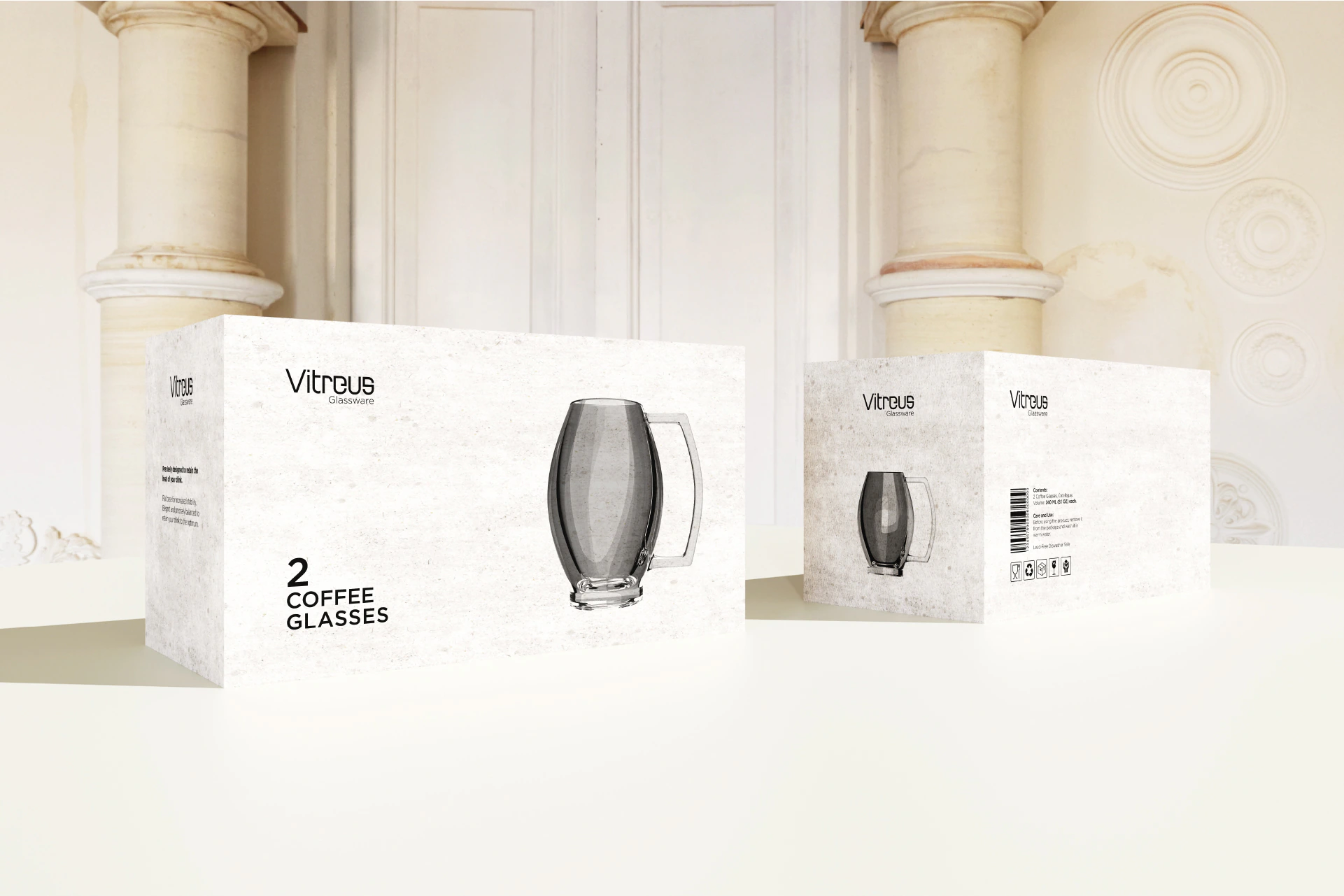 Vitreus Glassware – box for two coffee glasses with a handle