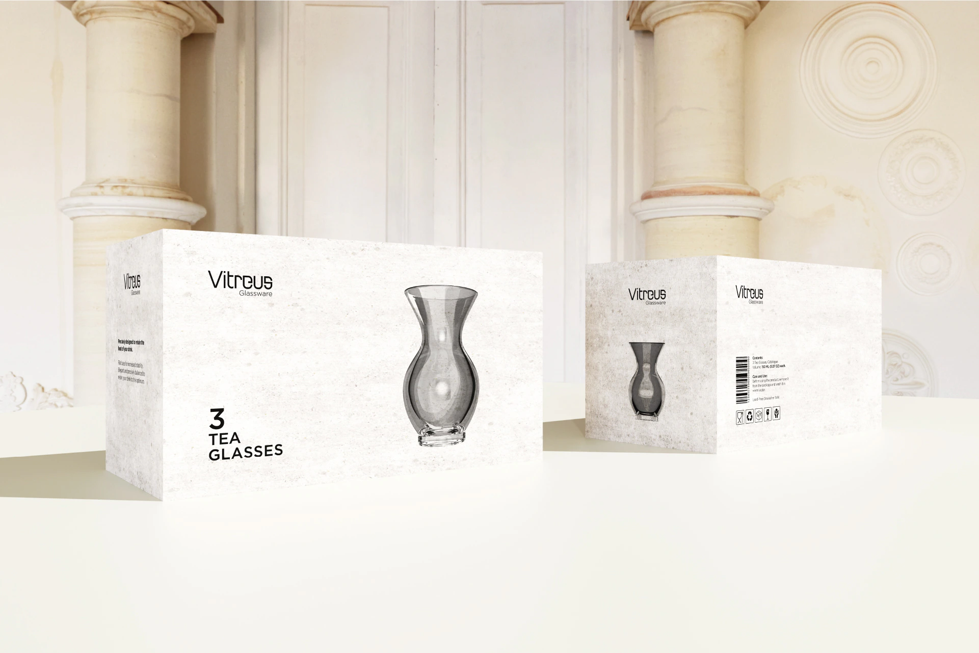 Vitreus Glassware – box for three tulip-shaped tea glasses