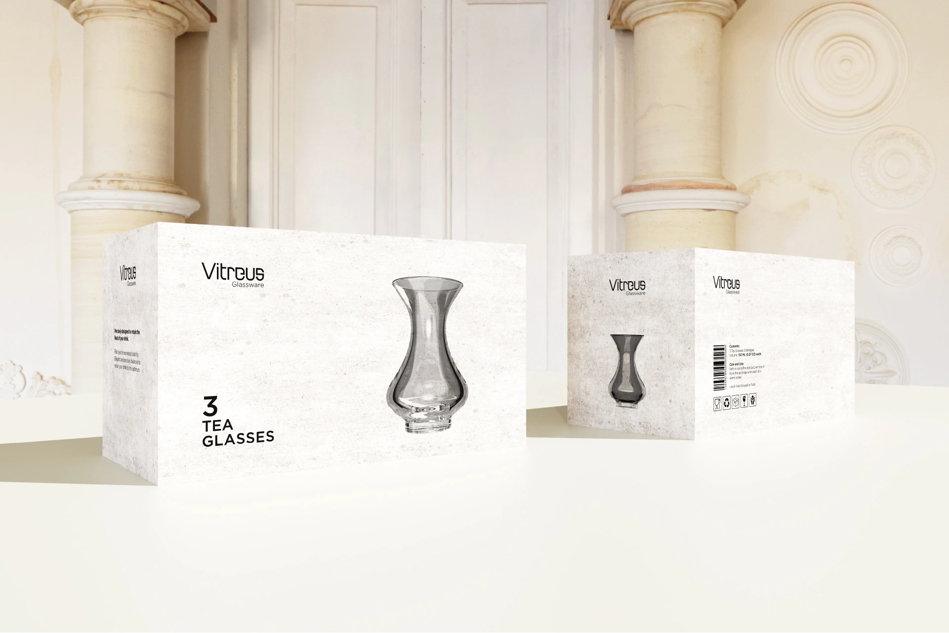 Vitreus Glassware – box for three tea glasses with a flared rim