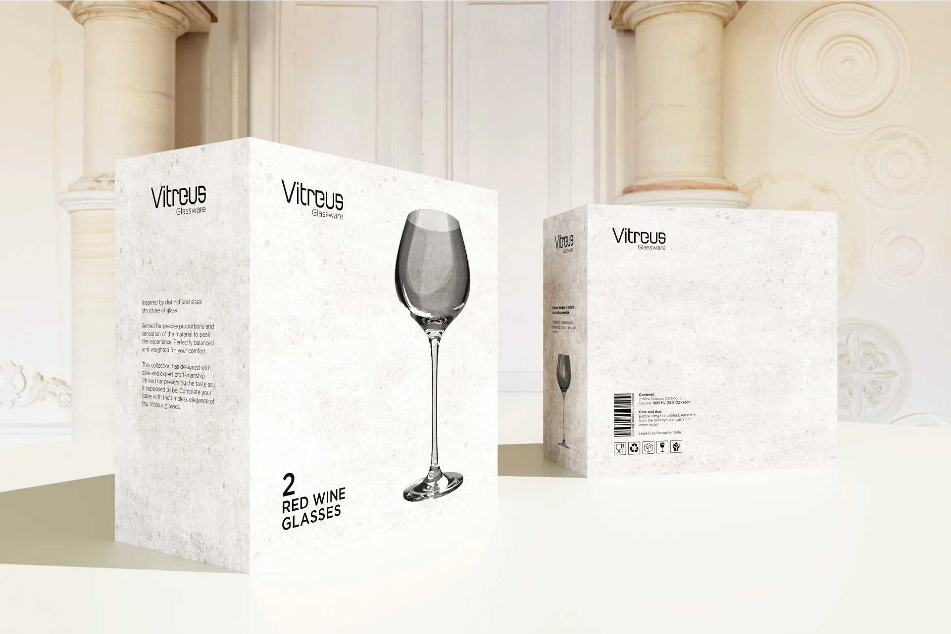 Vitreus Glassware – box for two wine glasses, a rounded bowl
