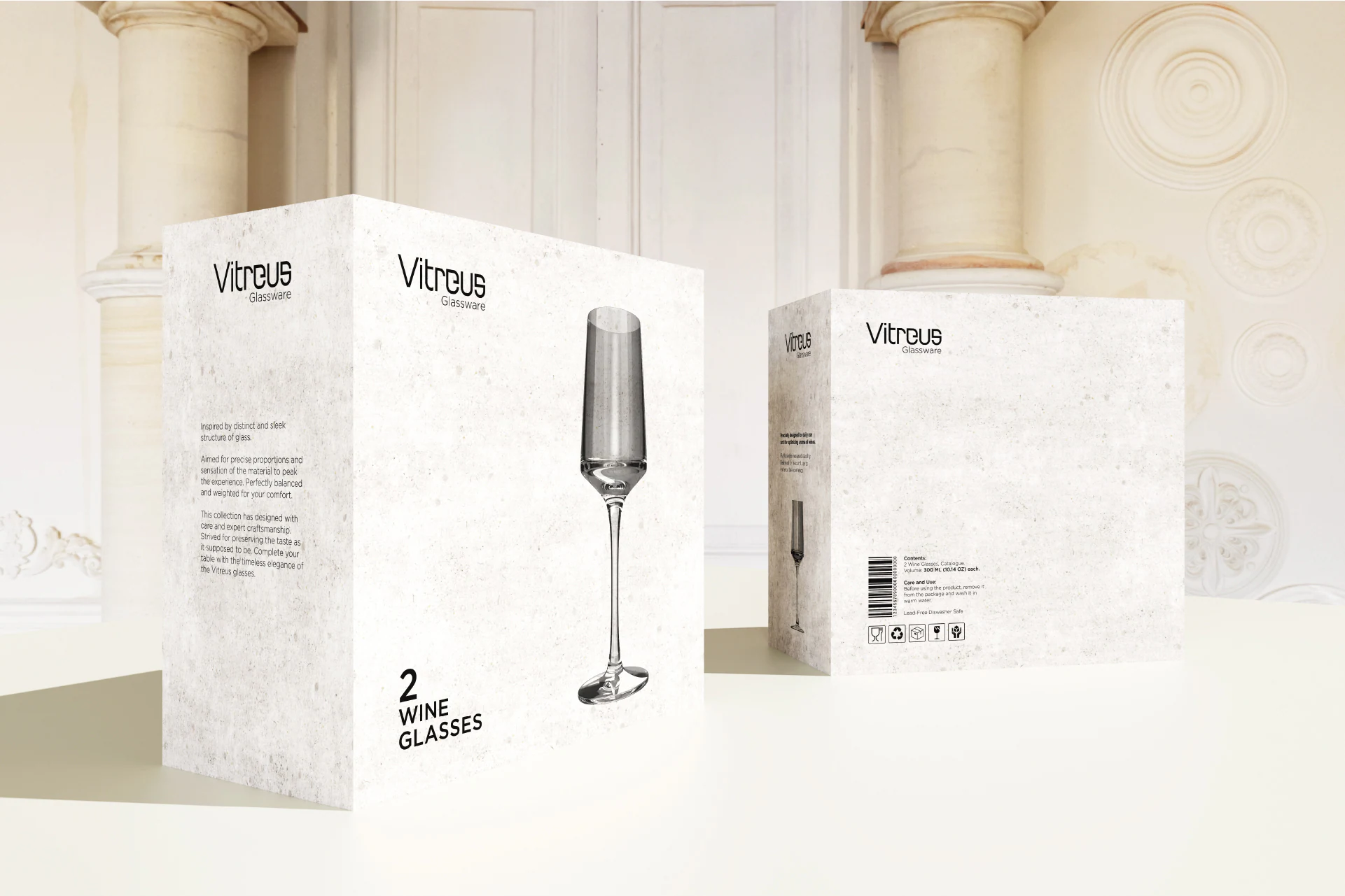 Vitreus Glassware – box for two wine glasses, a tall straight bowl